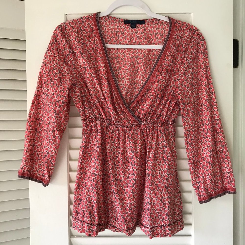 Boden Leaf Print Empire Waist Top
